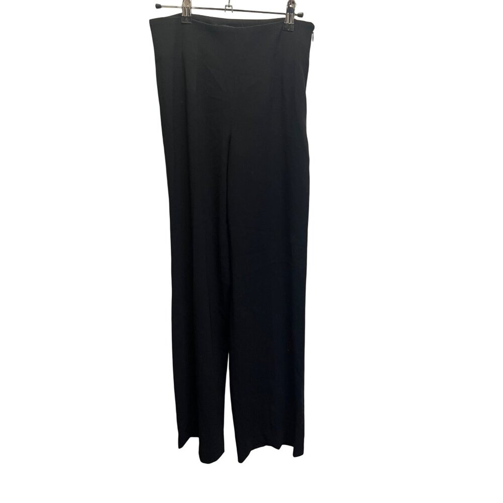 Talbots Black Wide-Leg Womens Pants Size 2 Side Zip Closure Polyester Blend